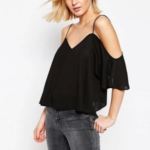 ASOS V Neck Cropped Cold Shoulder Cami Top GUC Size 12